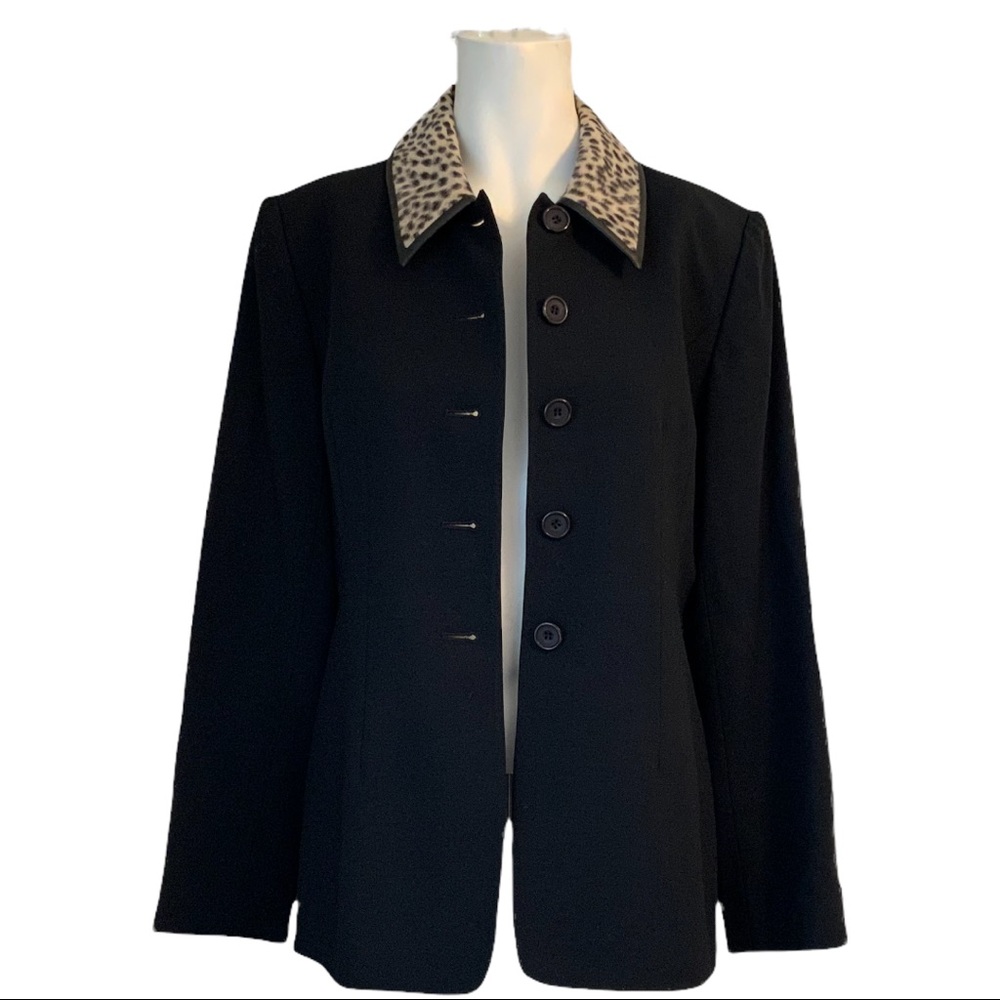 Jasper & Company ASL Wool Blend Blazer Jacket Classic Black Career size 2P